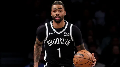 D'Angelo Russell #1 of the Brooklyn Nets in action against the Philadelphia 76ers at Barclays Center on January 04, 2025 in the Brooklyn borough of New York City.