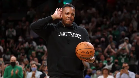 Former member of the Boston Celtics Paul Pierce is introduced before the Celtics home opener at TD Garden on October 22, 2021.