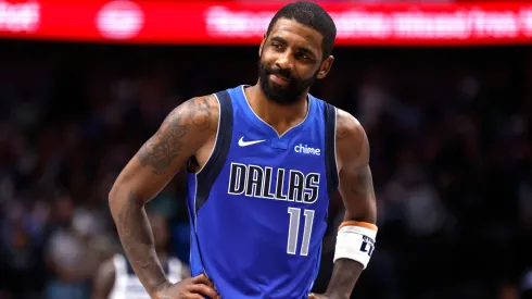 Kyrie Irving #11 of the Dallas Mavericks reacts late in the second half against the Minnesota Timberwolves at American Airlines Center on December 25, 2024 in Dallas, Texas.