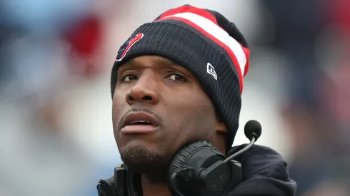 Head coach DeMeco Ryans of the Houston Texans looks on against the Tennessee Titans during the first half at Nissan Stadium on January 05, 2025 in Nashville, Tennessee.