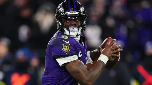 Lamar Jackson #8 of the Baltimore Ravens scrambles during the second half of the AFC Wild Card Playoff game against the Pittsburgh Steelers at M&T Bank Stadium on January 11, 2025 in Baltimore, Maryland.