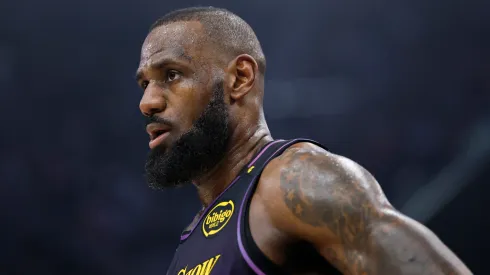 LeBron James #23 of the Los Angeles Lakers during the game against the Los Angeles Clippers at Intuit Dome.