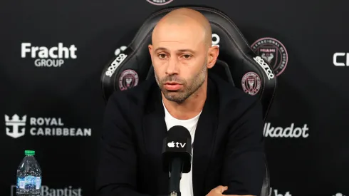 Javier Mascherano speaks to the media after being introduced as the Inter Miami head coach at Chase Stadium on December 03, 2024 in Fort Lauderdale, Florida.