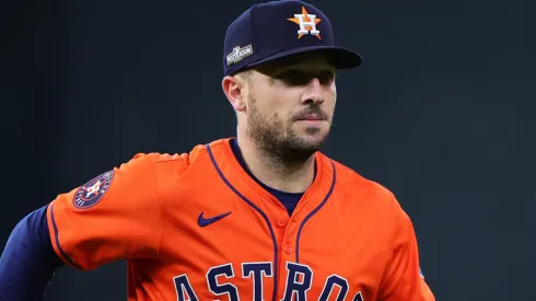 Alex Bregman #2 of the Houston Astros warms up prior to playing the Detroit Tigers in Game Two of the Wild Card Series at Minute Maid Park on October 02, 2024 in Houston, Texas.
