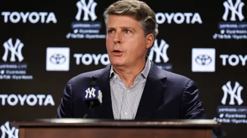 Yankees principal owner Hal Steinbrenner speaks during a press conference at Yankee Stadium on December 21, 2022 in Bronx, New York.