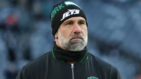 Interim head coach Jeff Ulbrich of the New York Jets looks on before the game against the Miami Dolphins at MetLife Stadium on January 05, 2025 in East Rutherford, New Jersey.