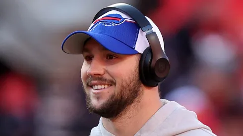 Josh Allen #17 of the Buffalo Bills warms up before the game against the Kansas City Chiefs at GEHA Field at Arrowhead Stadium on December 10, 2023 in Kansas City, Missouri.