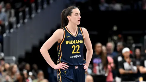 Caitlin Clark of the Indiana Fever looks on during a WNBA match 
