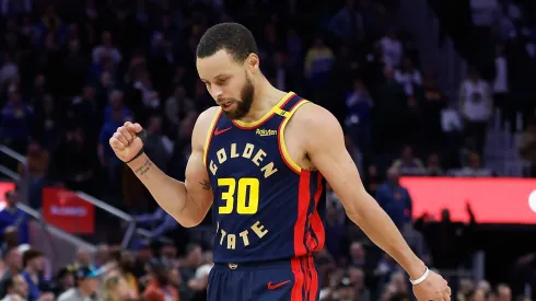 Stephen Curry #30 of the Golden State Warriors reacts after a play in the fourth quarter against the Oklahoma City Thunder