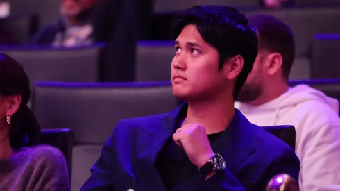Shohei Ohtani of the Los Angeles Dodgers attends the game between the Los Angeles Lakers and the Portland Trail Blazers at Crypto.com Arena on December 08, 2024 in Los Angeles, California.