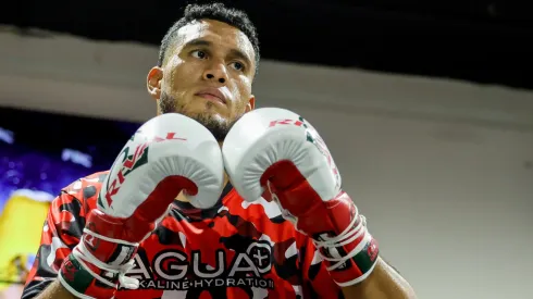 Boxer David Benavidez works out at Pound 4 Pound Gym on January 09, 2025 in Las Vegas, Nevada. Benavidez is scheduled to meet WBA light heavyweight champion David Morrell Jr. in a bout at T-Mobile Arena in Las Vegas on February 01.