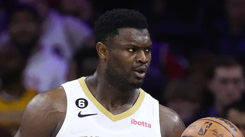Zion Williamson #1 of the New Orleans Pelicans looks on during the second quarter against the Philadelphia 76ers.