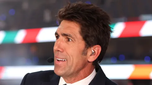 ESPN commentator Bob Myers reports before Game Three of the 2024 NBA Finals between the Boston Celtics and the Dallas Mavericks