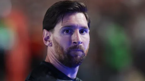 Lionel Messi of Inter Miami looks on during a Club Friendly match between Universitario and Inter Miami at Estadio Monumental U Marathon on January 29, 2025 in Lima, Peru.