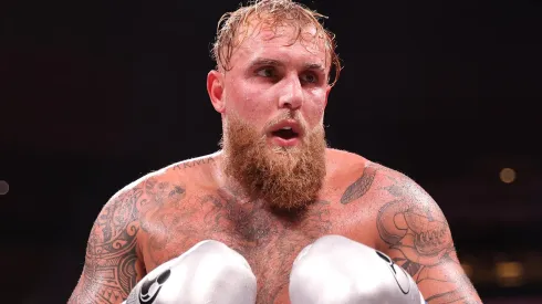 Jake Paul in action against Mike Tyson fight during LIVE On Netflix: Jake Paul vs. Mike Tyson at AT&T Stadium on November 15, 2024 in Arlington, Texas.