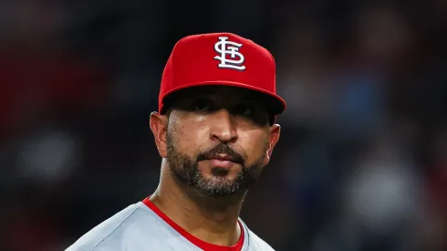 Manager Oliver Marmol #37 of the St. Louis Cardinals looks on during the seventh inning against the Washington Nationals at Nationals Park on July 5, 2024 in Washington, DC.
