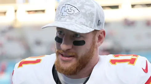 Carson Wentz (11) during an NFL game between the Kansas City Chiefs and the Carolina Panthers on November 24, 2024 at Bank of America Stadium in Charlotte, N.C.