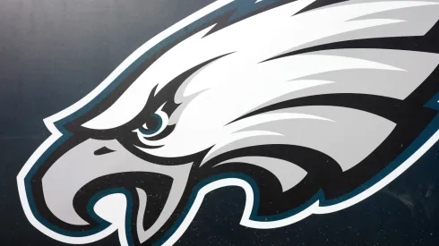 A general view of a Philadelphia Eagles logo prior to a game against the New York Giants in the NFC Divisional Playoff game at Lincoln Financial Field on January 21, 2023 in Philadelphia, Pennsylvania.