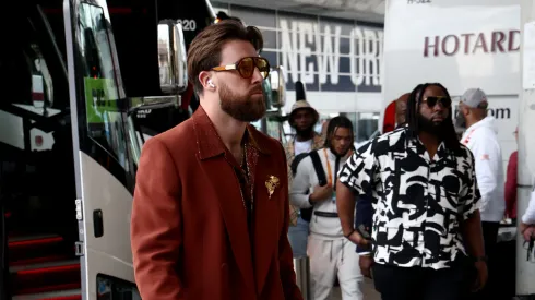 Travis Kelce arrives to the Super Bowl LIX