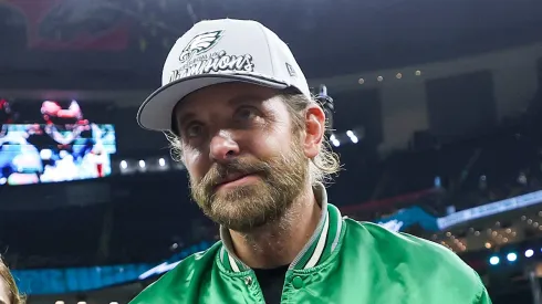 Actor Bradley Cooper walks across the field after the Philadelphia Eagles beat the Kansas City Chiefs 40-22 to win Super Bowl LIX at Caesars Superdome on February 09, 2025 in New Orleans, Louisiana.