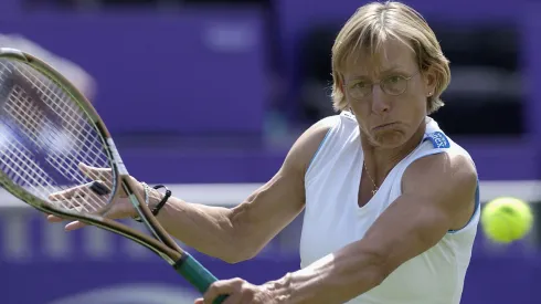 Martina Navratilova of the USA in action against Daniela Hantuchova of Solvakia.