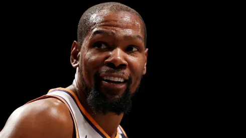 Kevin Durant #35 of the Phoenix Suns looks on against the Brooklyn Nets during their game at Barclays Center.