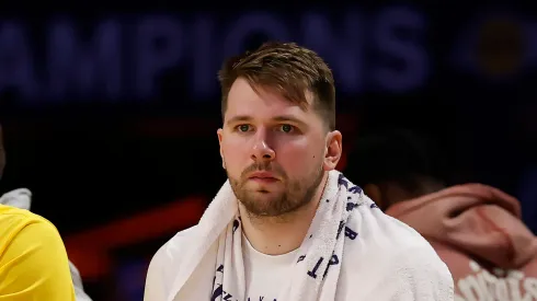Luka Doncic #77 of the Los Angeles Lakers looks on during the fourth quarter of a game against the Utah Jazz