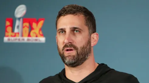 Nick Sirianni of the Philadelphia Eagles speaks to the media during a press conference after beating the Kansas City Chiefs 40-22 to win Super Bowl LIX at Caesars Superdome on February 09, 2025 in New Orleans, Louisiana.