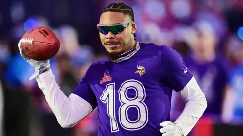 Justin Jefferson #18 of the Minnesota Vikings competes during the 2025 NFL Pro Bowl Games at Nicholson Fieldhouse on the UCF Campus on January 30, 2025 in Orlando, Florida.