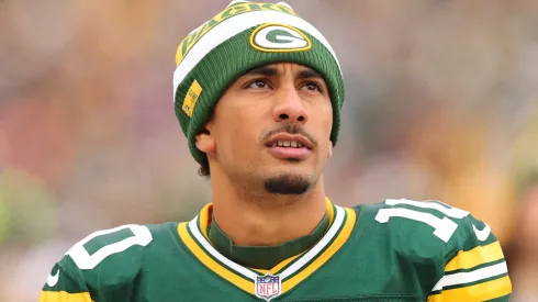 Jordan Love #10 of the Green Bay Packers looks on against the Minnesota Vikings at Lambeau Field on October 29, 2023 in Green Bay, Wisconsin.