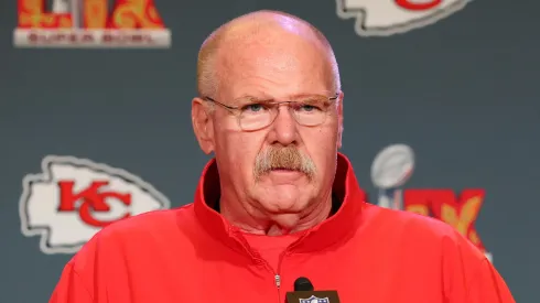 Andy Reid of the Kansas City Chiefs talks during media availability prior to Super Bowl LIX at the New Orleans Marriott on February 06, 2025 in New Orleans, Louisiana.