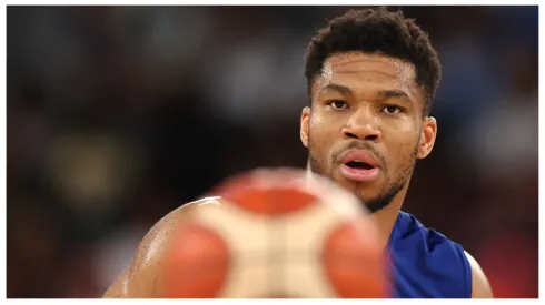 Giannis Antetokkounmpo during the quarterfinal of the Paris Olympic Games.