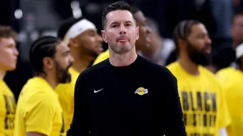 Head coach JJ Redick of the Los Angeles Lakers reacts during the game against the LA Clippers at Intuit Dome on February 04, 2025 in Inglewood, California.