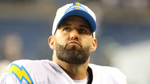 Chase Daniel #7 of the Los Angeles Chargers reacts after the 27-0 loss to the Seattle Seahawks during the NFL preseason game at Lumen Field on August 28, 2021 in Seattle, Washington.