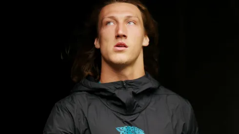 Trevor Lawrence #16 of the Jacksonville Jaguars walks to the field prior to the game against the Houston Texans at NRG Stadium on September 12, 2021 in Houston, Texas.