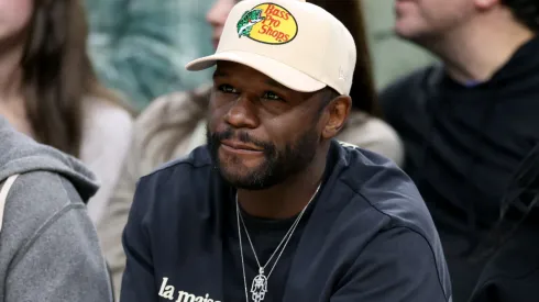 Floyd Mayweather Jr. watches during a 102-92 LA Clippers win over the Golden State Warriors at Intuit Dome on December 27, 2024 in Inglewood, California.