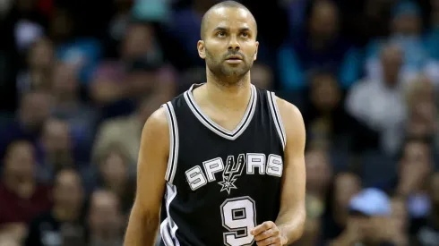 Tony Parker #9 of the San Antonio Spurs during their game against the Charlotte Hornets at Time Warner Cable Arena.