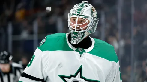 Jake Oettinger #29 of the Dallas Stars in the second period at Crypto.com Arena on February 07, 2025 in Los Angeles, California.
