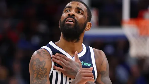 Kyrie Irving #11 of the Dallas Mavericks plays against the Detroit Pistons at Little Caesars Arena on January 31, 2025 in Detroit, Michigan.