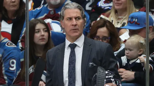 Head coach Jared Bednar of the Colorado Avalanche watches as his team plays the Dallas Stars in the third period at Ball Arena on January 18, 2025 in Denver, Colorado.