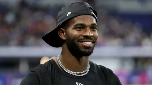 Shedeur Sanders #QB13 of Colorado looks on during the NFL Scouting Combine at Lucas Oil Stadium on March 01, 2025 in Indianapolis, Indiana.