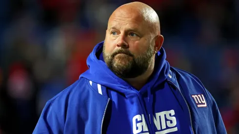 Head coach Brian Daboll of the New York Giants looks on before a game against the Buffalo Bills at Highmark Stadium on October 15, 2023.