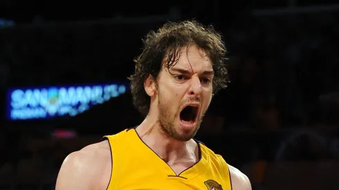 Pau Gasol #16 of the Los Angeles Lakers reacts in the second half against the Boston Celtics in Game One of the 2010 NBA Finals