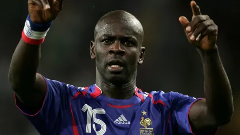 Lilian Thuram of France waves to the fans after the FIFA World Cup Germany 2006 Group G match between Togo and France.