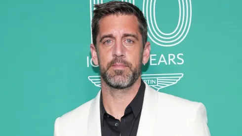 Aaron Rodgers attends the grand opening of Q New York, Aston Martin’s first ultra-luxury flagship on June 13, 2023 in New York City. The launch event also saw the North American debut of the DB12, the world’s first super tourer.