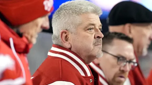 : Head coach Todd McLellan of the Detroit Red Wings looks on prior to the start of the second period of the 2025 NHL Stadium Series at Ohio Stadium on March 01, 2025 in Columbus, Ohio.