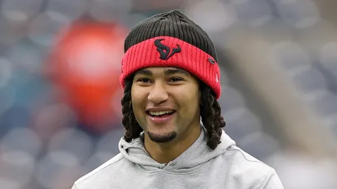 C.J. Stroud #7 of the Houston Texans warms up before the game against the Miami Dolphins at NRG Stadium on December 15, 2024 in Houston, Texas.