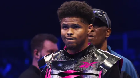 Shakur Stevenson looks on prior to the WBC World Lightweight Title fight between Shakur Stevenson and Josh Padley as part of Beterbiev v Bivol 2: The Last Crescendo at Kingdom Arena on February 22, 2025 in Riyadh, Saudi Arabia.