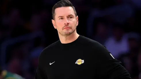 Head coach JJ Redick of the Los Angeles Lakers reacts against the LA Clippers during the first quarter at Crypto.com Arena on March 02, 2025 in Los Angeles, California.