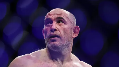 Aleksei Oleinik of Russia looks on during the Heavyweight bout against Jared Vanderaa during UFC 273 at VyStar Veterans Memorial Arena on April 09, 2022 in Jacksonville, Florida. (Photo by James Gilbert/Getty Images)